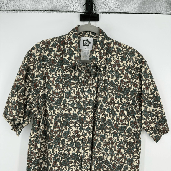 Vintage Hilo Hattie Hawaiian Mens Shirt Size L Floral Cream Green Vacation - Picture 4 of 7